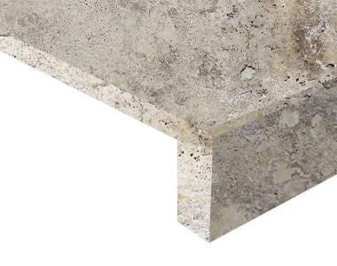 Silver Oyster Travertine Drop Face Rebate Pool Coping