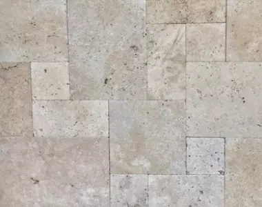 Ivory Travertine Tiles French Pattern Unfilled & Tumbled | Pavers Melbourne