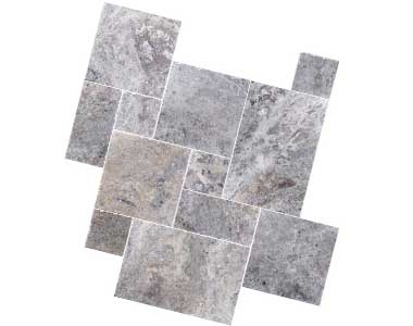 silver travertine french pattern tiles, silver tiles by stone pavers australia