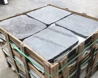 European bluestone pavers with catspaw in a crate.