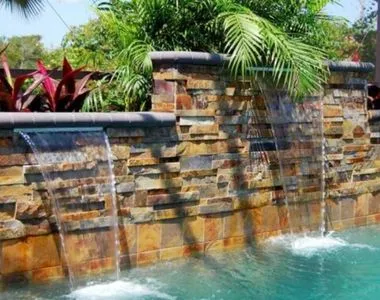Kakadu stackstone wall cladding used on a wall fountain